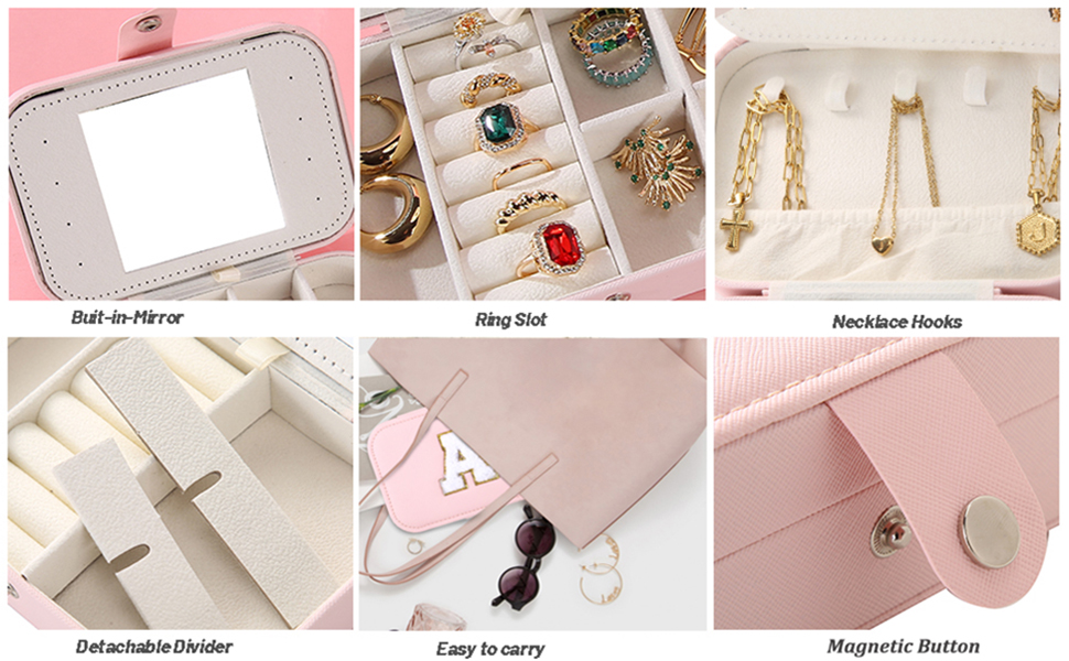 pink jewelry box organizer for women girls