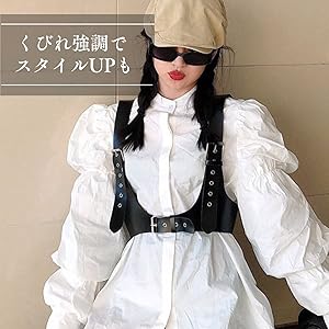 AD2021 21AW フリルハーネス 黒 サテン ポリエステル ベルト レディス》合皮ベルト【20mm】ブラック | P.S.FA公式通販