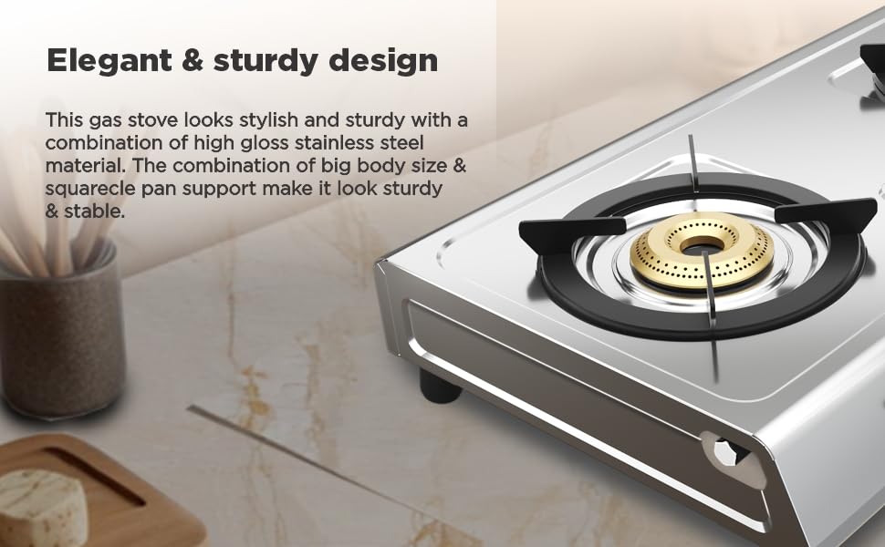 Preethi Glory 2 Burner Gas Stove elegent and sturdy design