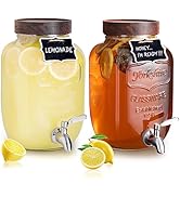 Mustry Glass Drink Dispenser for Parties, 1 Gallon Beverage Dispenser with Spigot Solid Stainless...