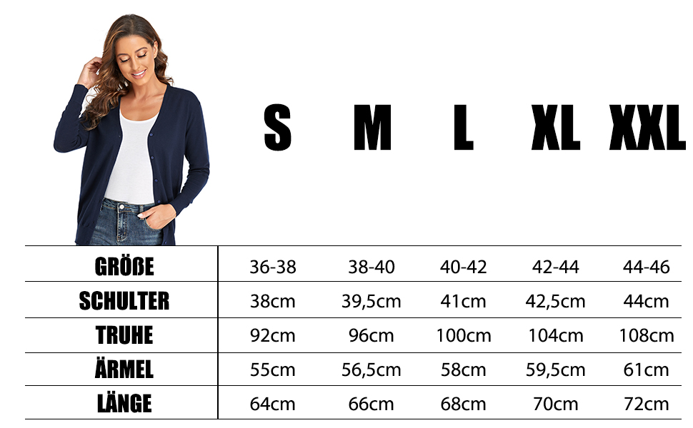 Strickjacke für Damen Pullover mit V-Ausschnitt
