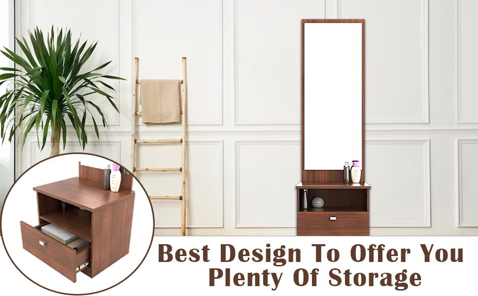 WoodExpress Engineered Wood Dressing Table with Mirror and Storage