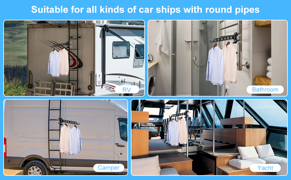 BOQNZN Portable RV Clothes Drying Rack, Aluminum RV Ladder