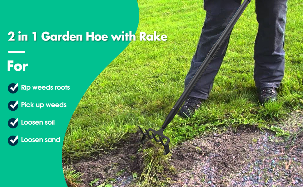 Stirrup Hoe and Cultivator for Weeding, 2 in 1 Heavy Duty Action Hoe