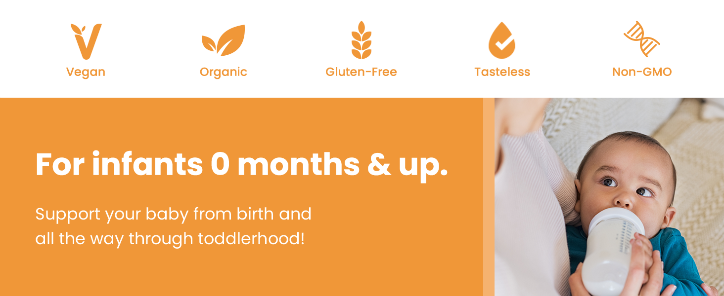 Organic Vitamin D Drops for Babies, Infants & Toddlers 100 PlantBased, 180