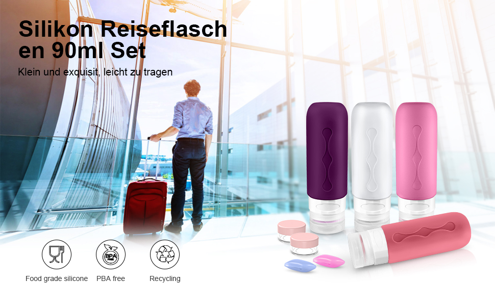 Bottiglie da viaggio in silicone
