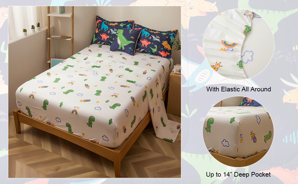 lishjekee Dinosaur Kids Comforter Twin Set 6 Pieces TRex