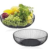 Yesland 2 Pack Metal Wire Fruit Basket- 11 Inches Black Kitchen Countertop Fruit Bowl Vegetable H...