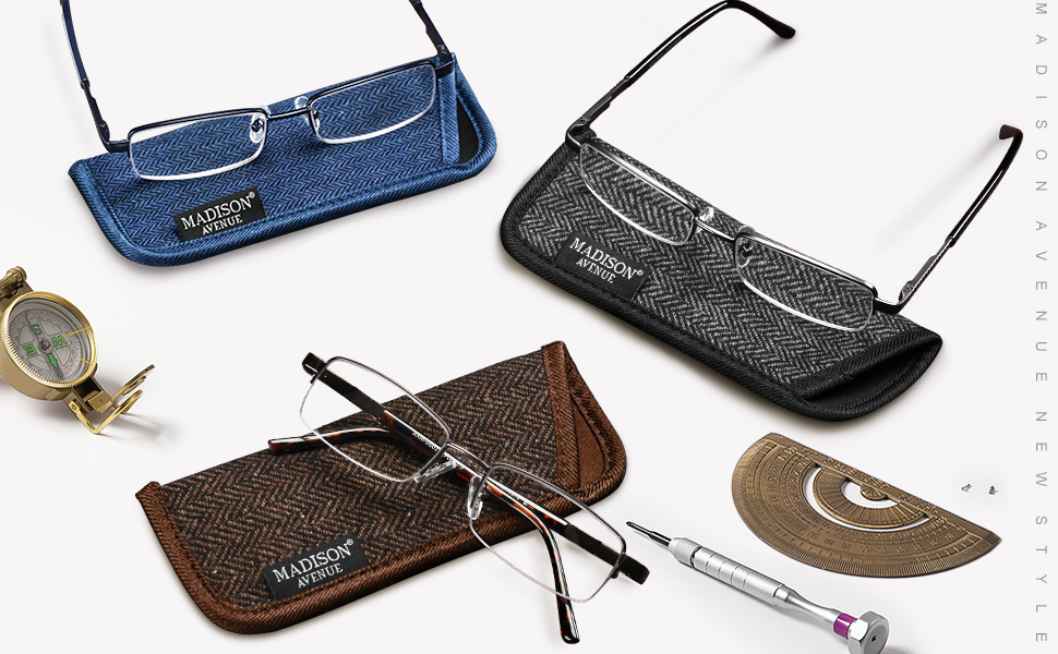 3pack metal reading glasses for mens with blue light blocking