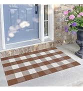KILOCOCO Buffalo Plaid Checkered Rug - 27.5x43 Inches Front Door Mat Outdoor,Brown Outdoor Rug, C...