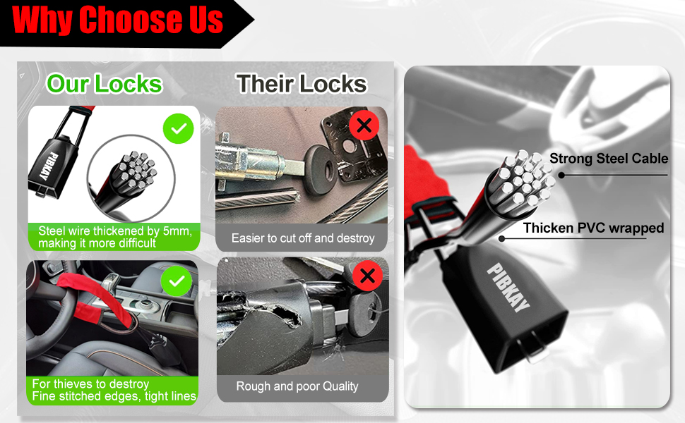 Pibkay Steering Wheel Lock, Car Anti Theft Steering Wheel