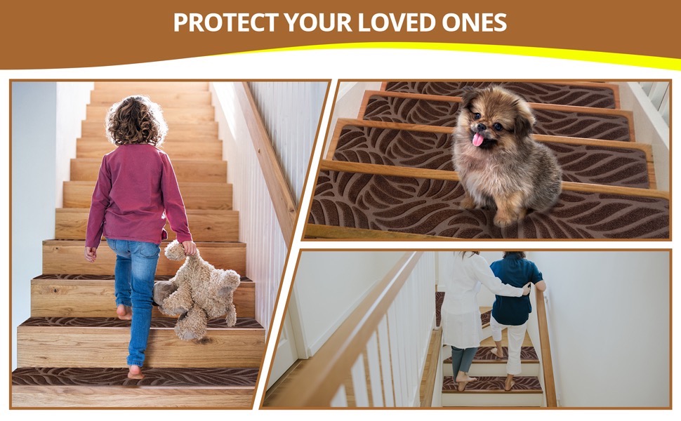 KOKOJO 8" X 30" (15 in Pack) Stair Treads NonSlip Stair Mats Indoor