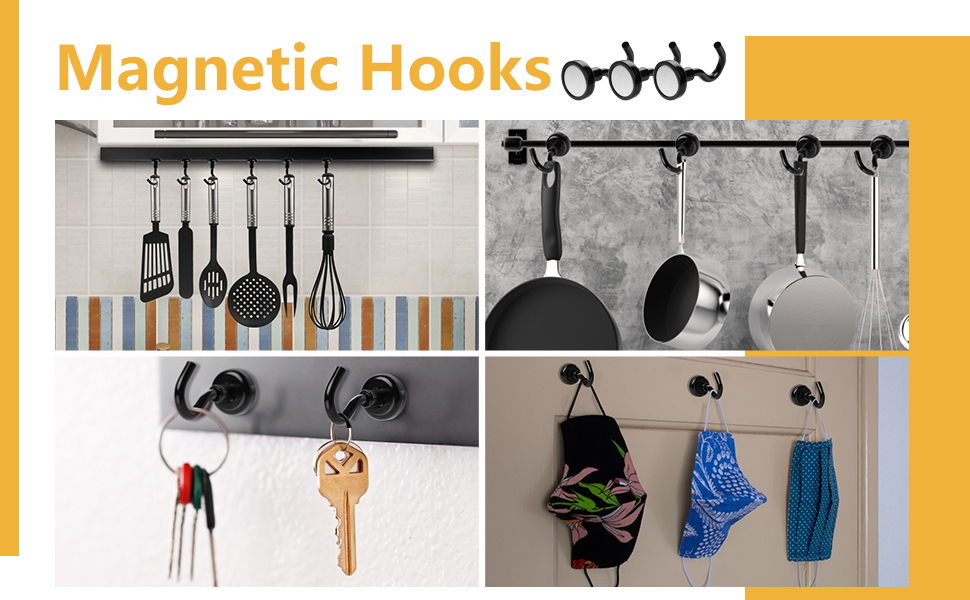 20 Pack Hooks, 22 lb+ Black Neodymium Hooks Heavy Duty