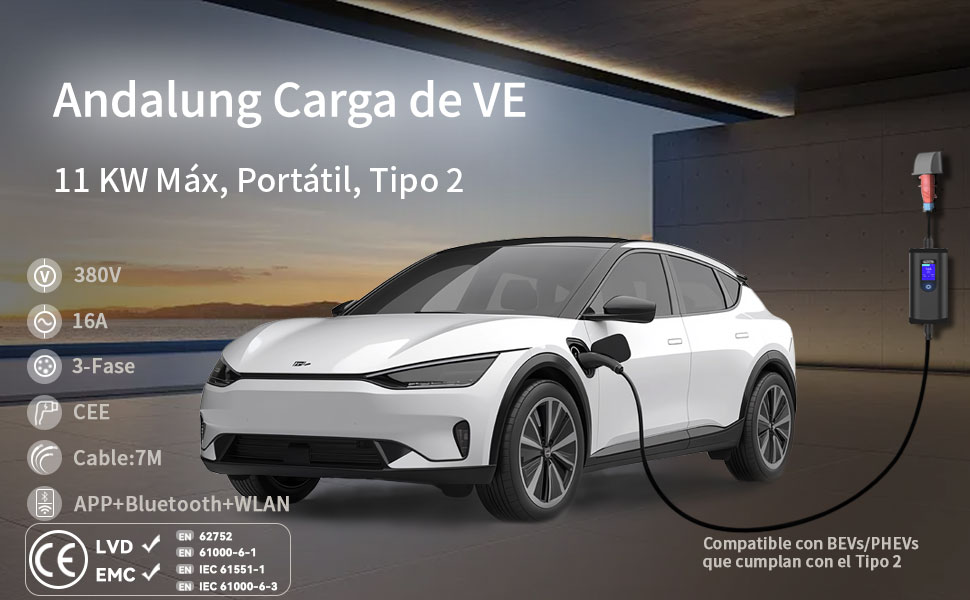 Andalung Carga VE 11 kW Portátil con App