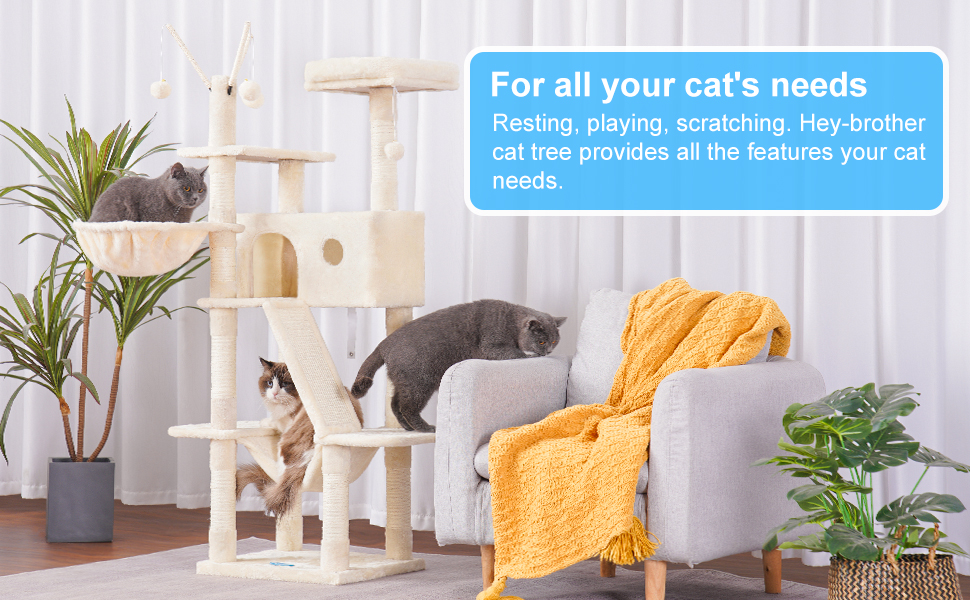 Heybrother Cat Tree, 61 inch Cat Tower for Indoor Cats