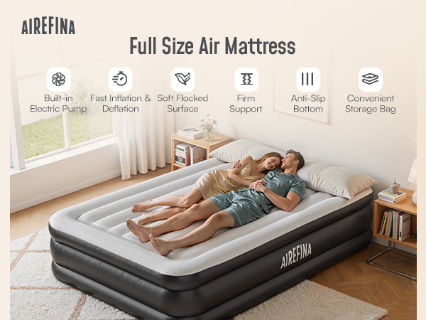 AIREFINA Air Bed-Luxe エアマットレス Amazon.com: Airefina Air Mattress Full with Built in Pump