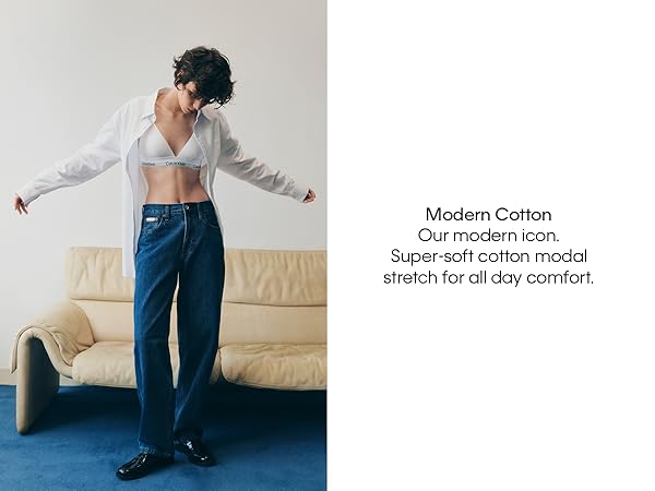 Calvin Klein Modern Cotton Lightly Lined Bandeau Bra Black