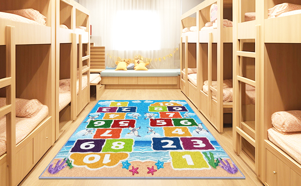 Kids Educational Learning Game Hop Count Hopscotch Play Area Rug