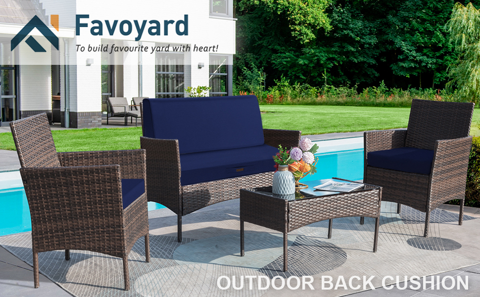 Favoyard Outdoor Bench Back Cushion 48 x 16 Inch Waterproof Patio Furniture Back