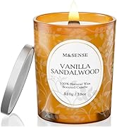 M&SENSE Vanilla Sandalwood Scented Candle, Wooden Wick Stress Relief Aromatherapy Candle Gifts, 1...
