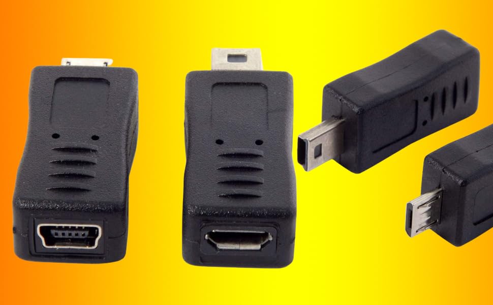 fdealz [ 2 Pieces Mini USB Male to Micro USB 5pin Female & Mini Female to Micro Male Extension