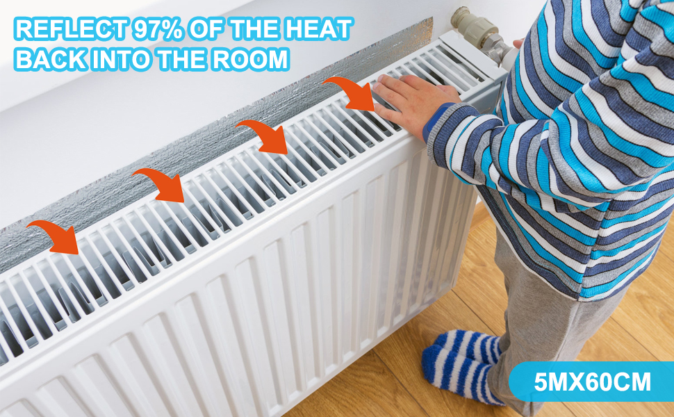 Radiator Reflector Panels 5m x 0.6m, Bubble Radiator Insulation Foil