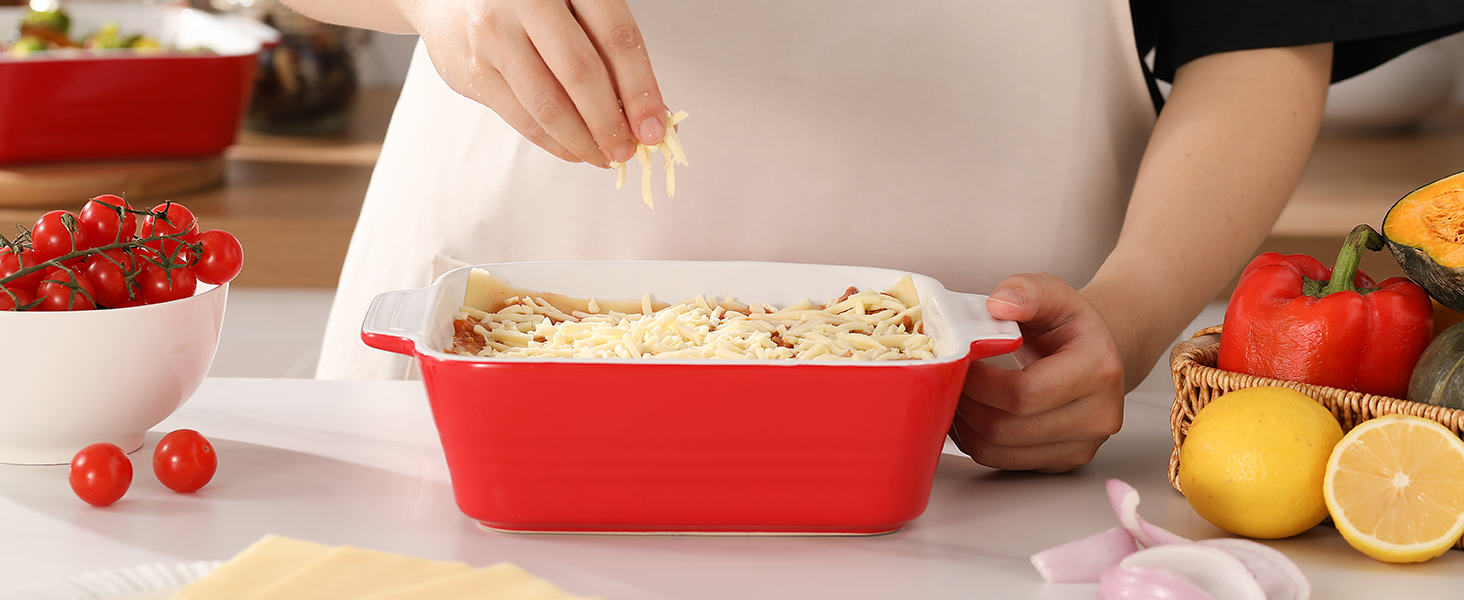 DOWAN 8x8 Baking dish, Square Baking Pan, Ceramic Casserole