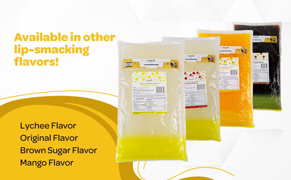 Mayde Crystal Boba for Bubble Tea Drinks Milk Tea Shaved Ice Topping, Agar Boba