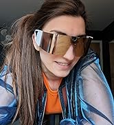 FEISEDY Oversized Flat Top Futuristic Wrap Sunglasses One Piece Goggles for Women Men Fashion Sha...