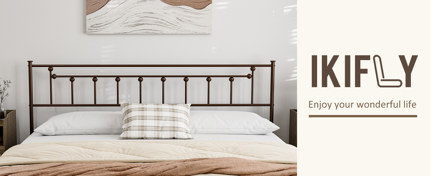 IKIFLY Metal King Size Headboard, Farmhouse Victorian