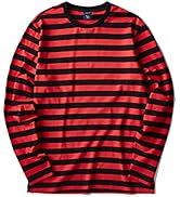 Zengjo Red and Black Striped Shirt(XS,Black&RED Wide