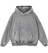KEEPSHOWING Men's Vintage Acid Wash Zip Up Oversized Hoodi