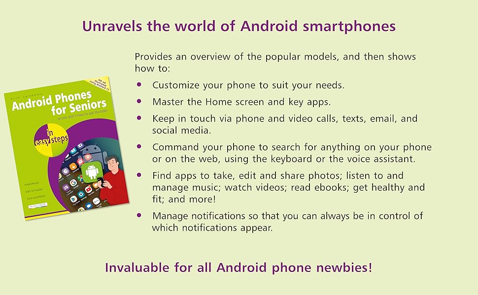 Android Phones for Seniors in easy steps: Illustrated using Android 13 ...