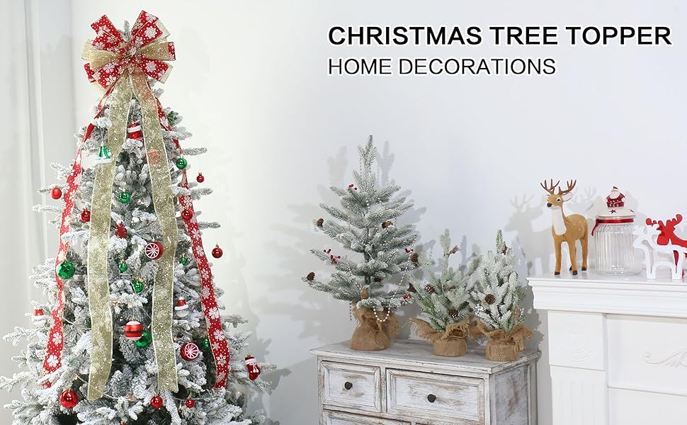 YINGQIWISH Christmas Tree Topper, Bow Large Christmas Bow