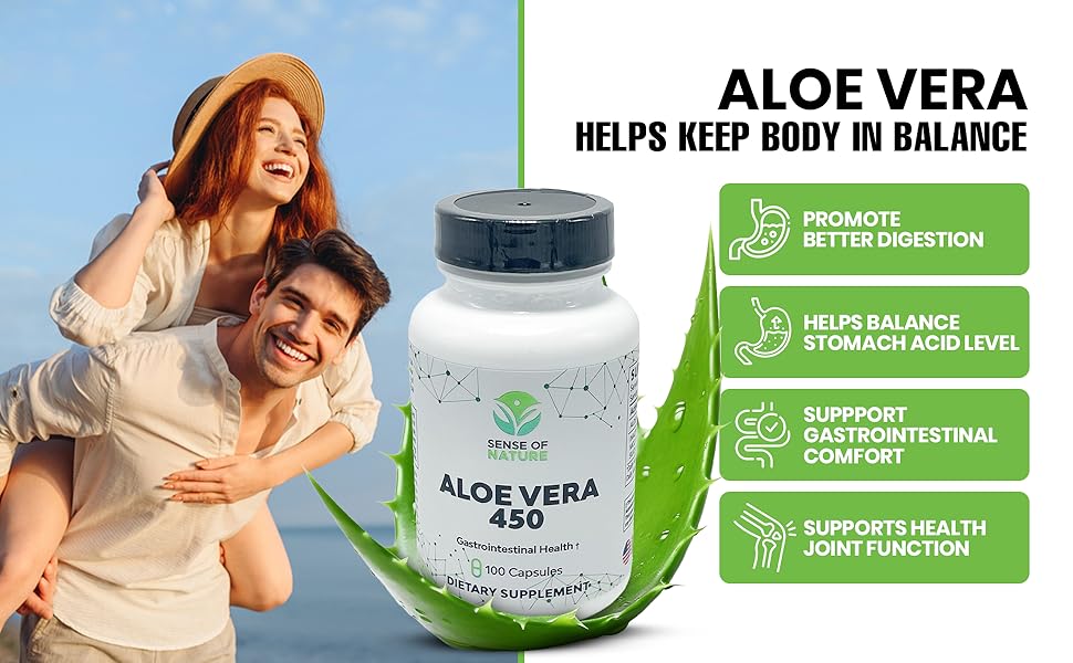 Sense of Nature Aloe Vera 450 Capsules Organic NonGMO