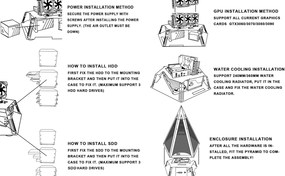 KEDIERS Diamond Pyramid ATX PC Case Innovative Gaming Computer Tower
