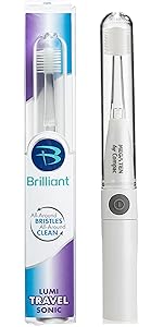 brilliant lumi travel sonic electric toothbrush starter set 1 head 1 body gentle sonic brushing