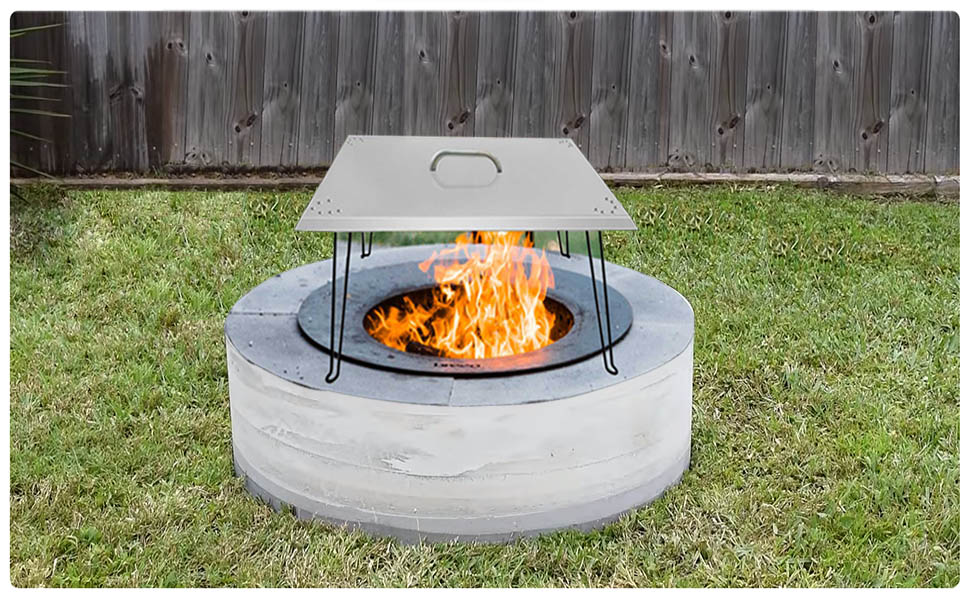 Fire Pit Heat Deflector 24"x24"x13" Stainless Steel Fire
