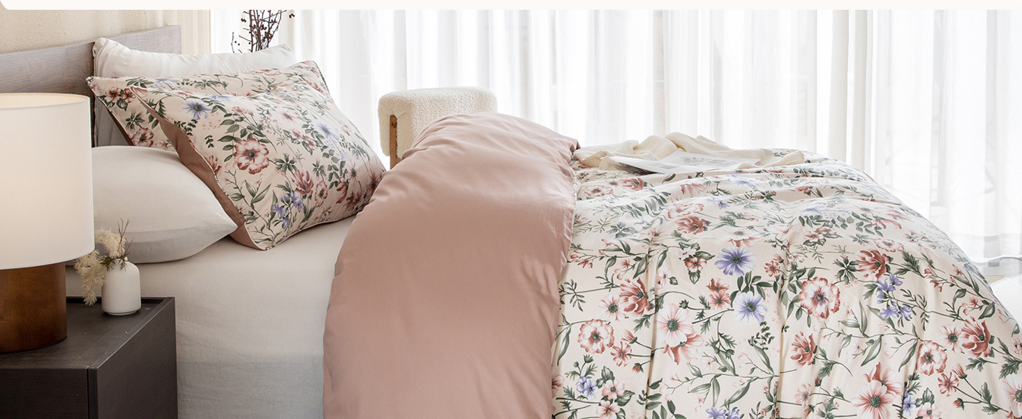 QSH Wild Flower King Size Duvet Cover Set 100 Egyptian