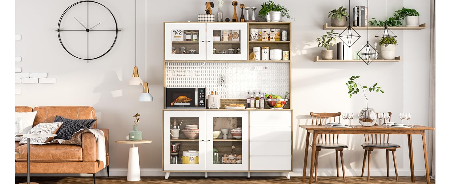 AIEGLE Large Kitchen Hutch Storage Pantry Cupboard