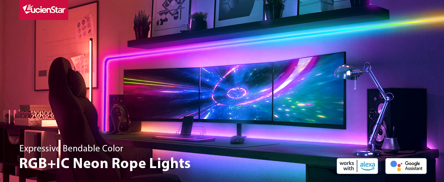 Lucienstar Neon Strip Lights 3M RGBIC Neon Strip Lights with Music