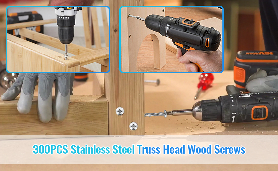 300PCS Stainless Steel Wood Screws Assortment Kit, 9 Sizes 4681012