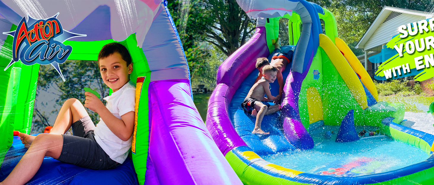 ACTION AIR Inflatable Water Slide, Shark Bounce House with
