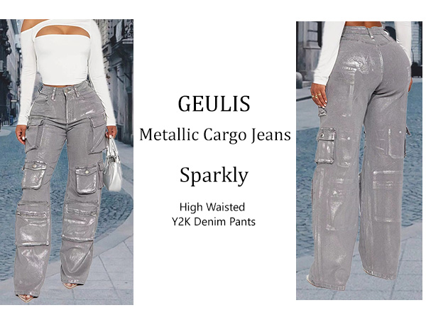AMERI GLITTER CARGO PANTS シルバー Sサイズ GLITTER CARGO PANTS（カーゴパンツ）｜Ameri（アメリ）の