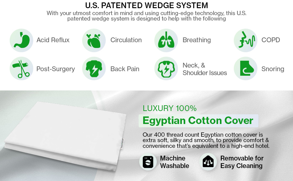 IPT-US, Premium Gel Memory Foam Bed Wedge & Adjustable head rest