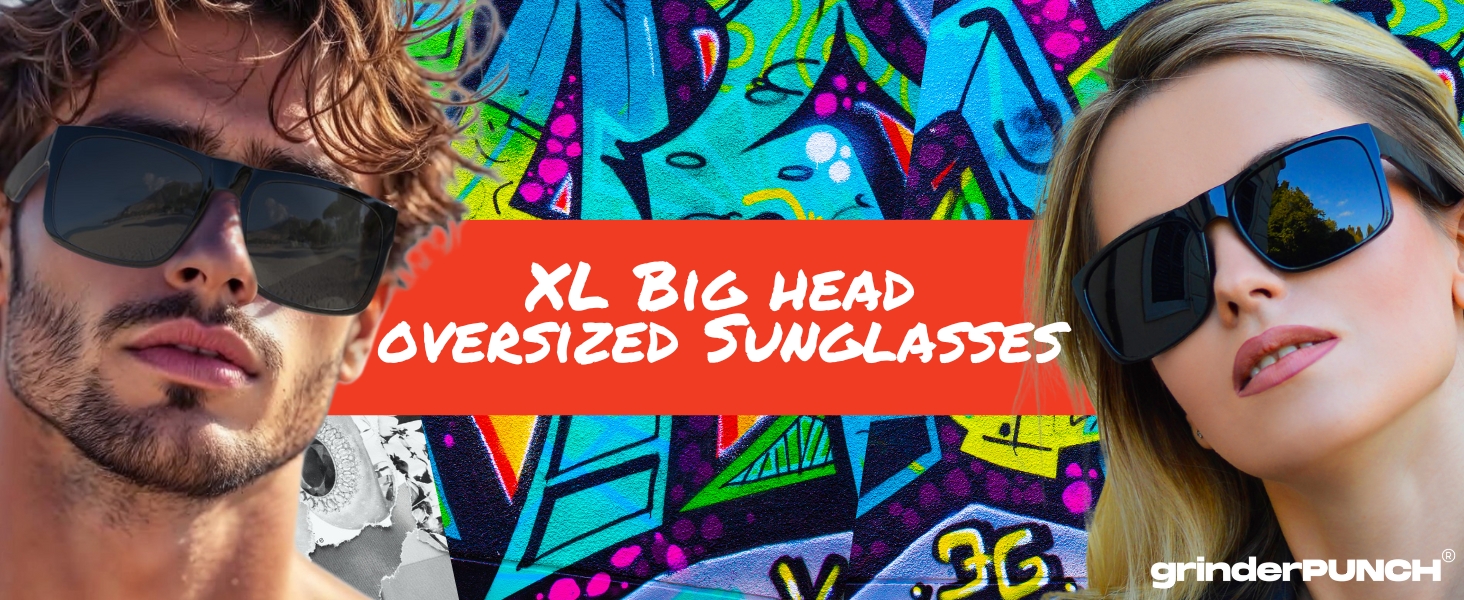 grinderPUNCH XL Large Face Polarized Sunglasses Big Heads Wide Face, Extra Wide
