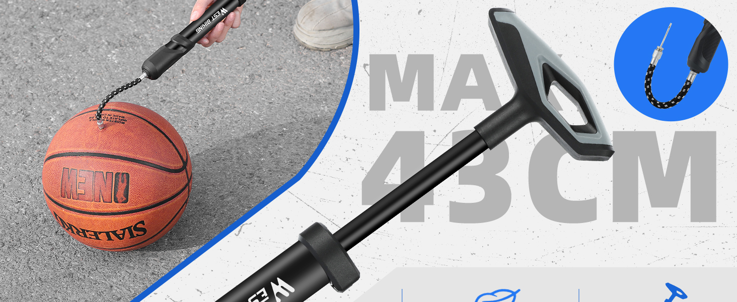 Ball Pump With Needle, Portable Football Inflator Pump Come With Hose,Inflation Pump for Soccer, Basketball, Rugby, Balloons, Swimming Laps 9 1