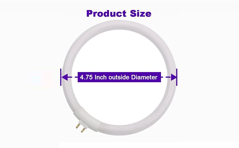 Konideke 4.75 Inches T4 12W 6400K Circular Bulb, Circline Lamp, Round ...