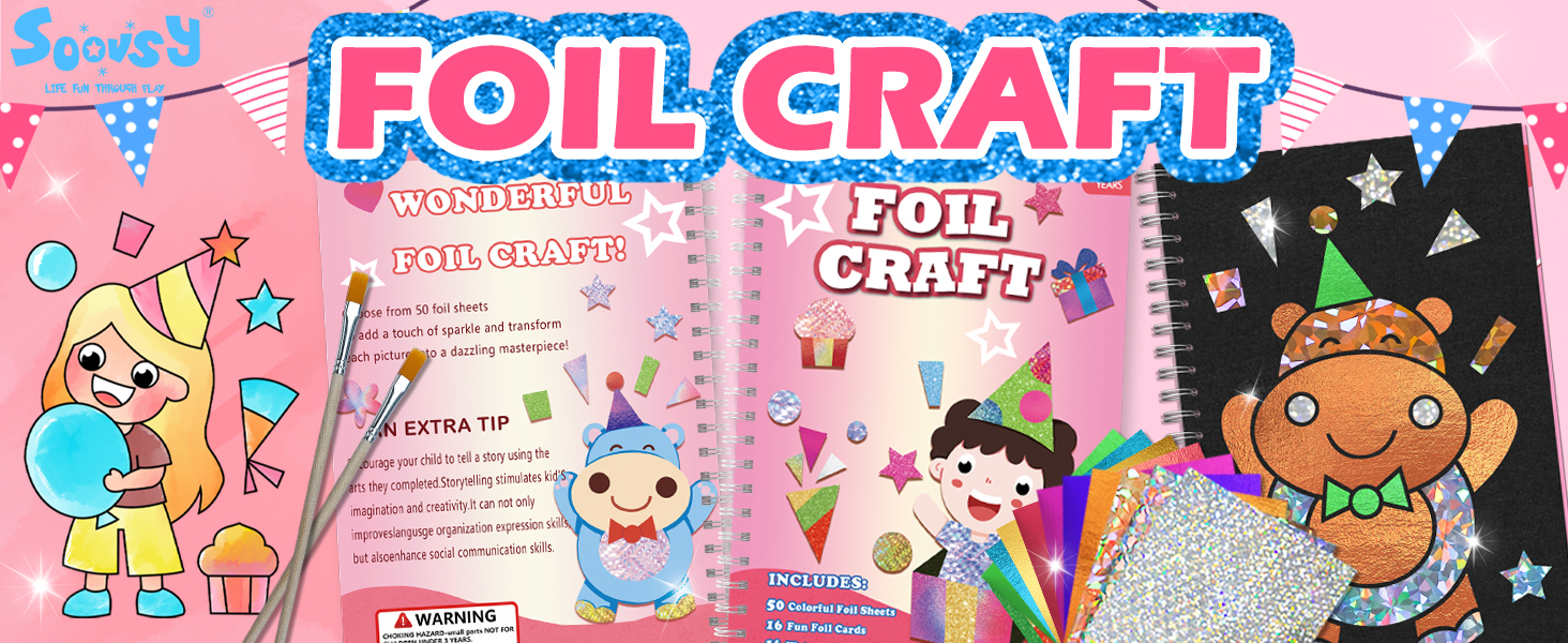 SOOVSY Foil Art Fun Kit for Kids, 2in1 Foil Craft