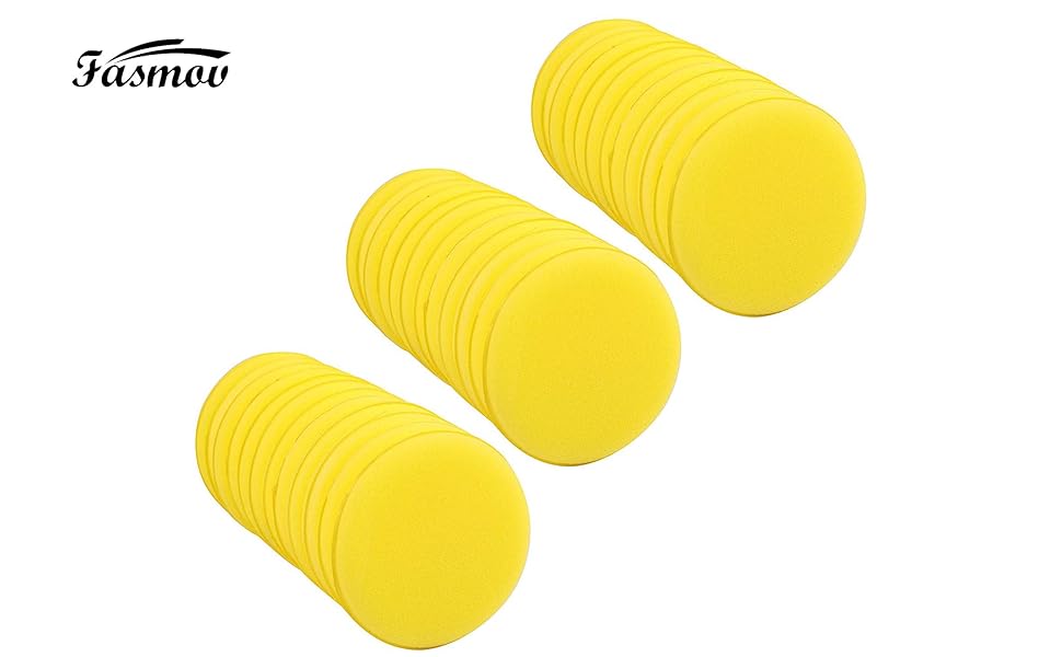 Fasmov 36 Pack 4" Foam Applicator Pads, Super Soft Car Cleaning Yellow